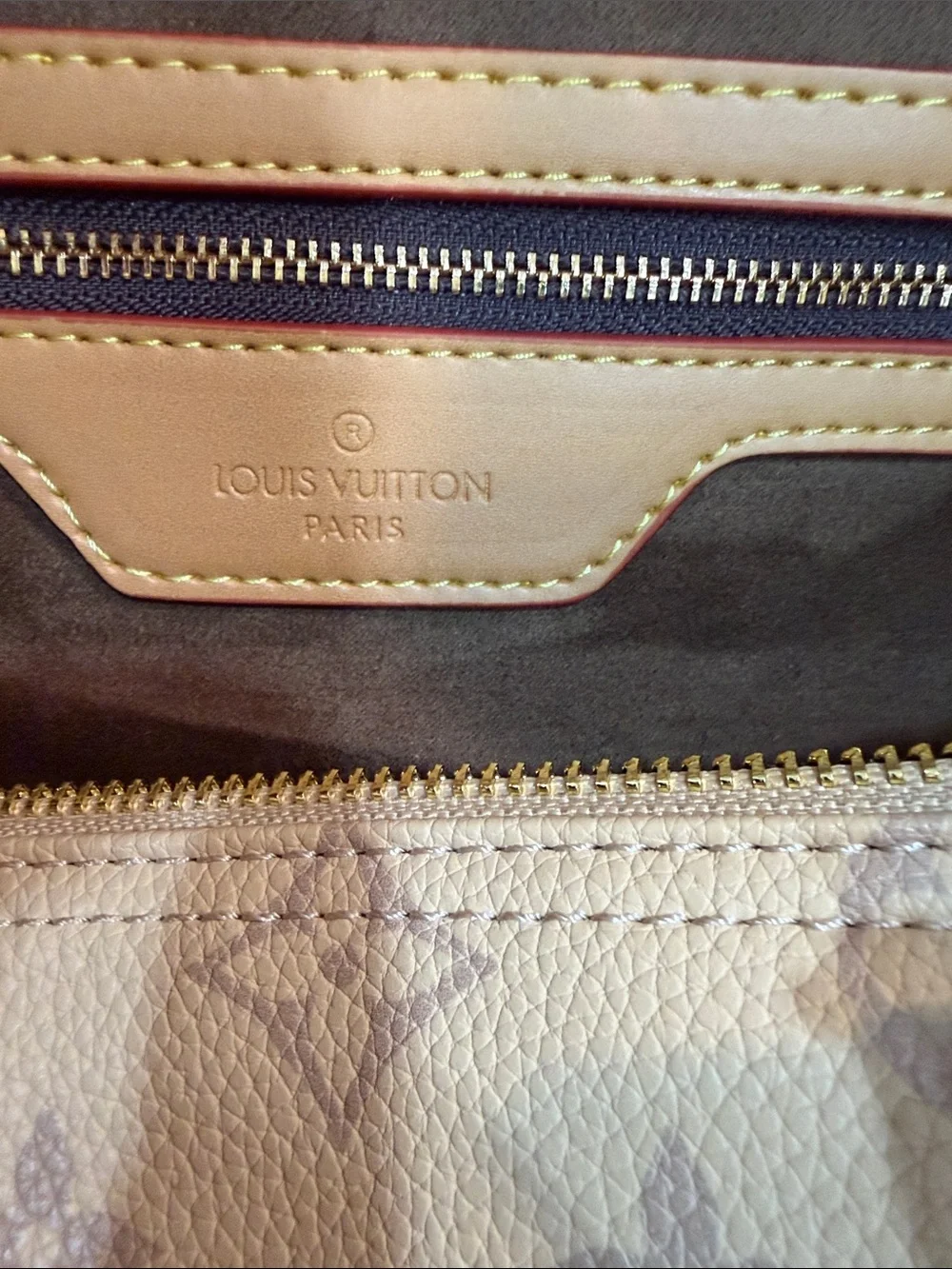 Luxury Beige Monogram Satchel Handbag